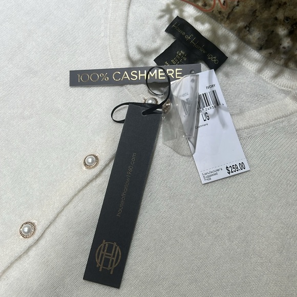 House of Harlow 1960 Ivory 100% Cashmere Cardigan Sweater Large - Picture 8 of 14